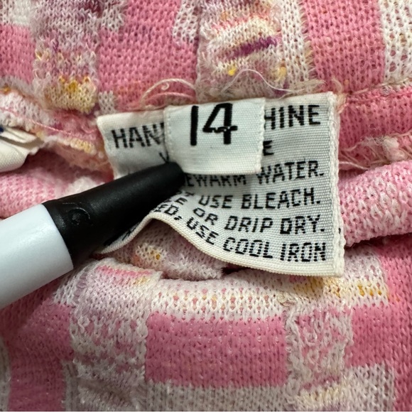 Vintage 70s Women’s Sz 14 Striped Pink High Rise Wide Leg Flare Pants Preppy - Picture 6 of 6